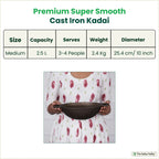The Indus Valley Super Smooth Cast Iron Kadai,Pre-seasoned, Nonstick, 100% Pure, Toxin-free, Spatula, 25.4cm, 2.5L, 2.4kg