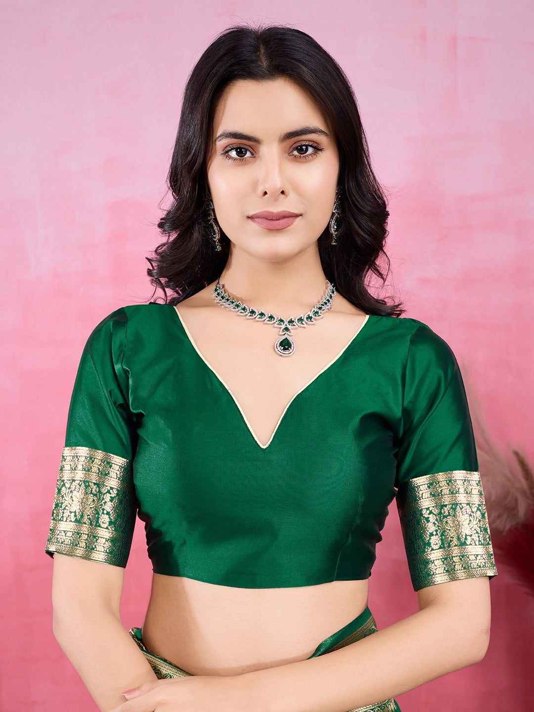 Vedant Vastram Banarasi Silk Fashion Saree - Green