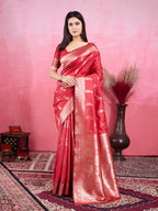 Vedant Vastram Banarasi Silk Fashion Saree - Red