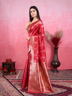Vedant Vastram Banarasi Silk Fashion Saree - Red