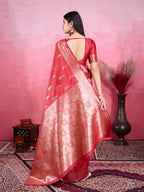 Vedant Vastram Banarasi Silk Fashion Saree - Red