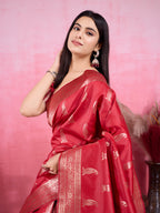 Vedant Vastram Banarasi Silk Fashion Saree - Red