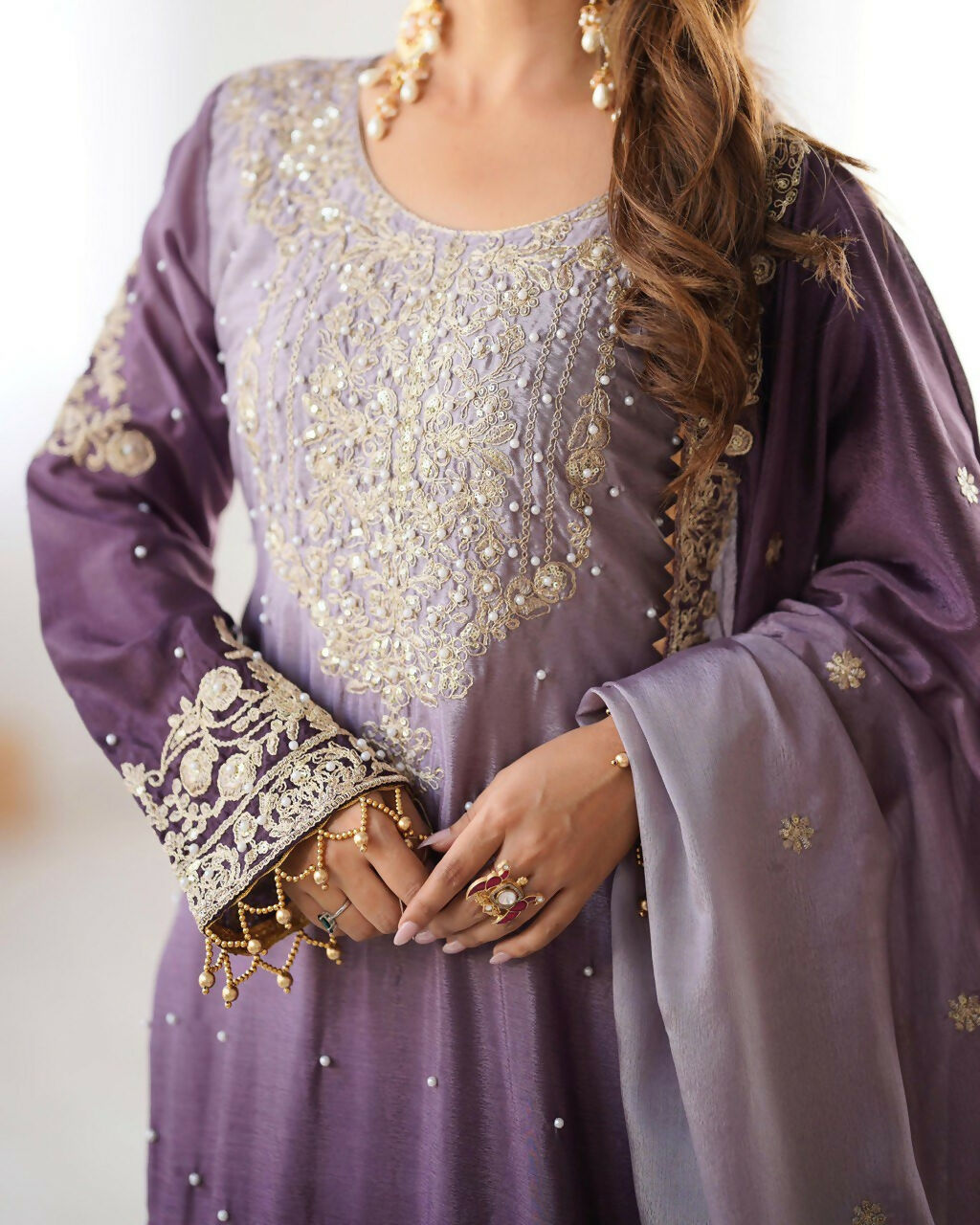 The52 Women's Beautiful Chinon silk Fabric Embroidery Work Straight Kurta Palazzo and Dupatta Set - Distacart