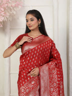 Shree Shyam Fashion Lichi Silk Red Saree - Distacart
