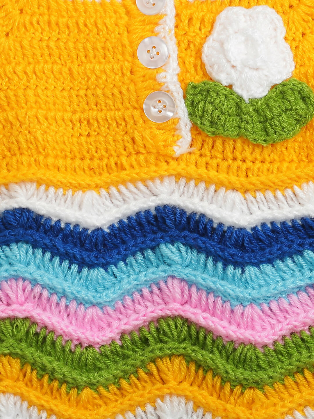 ChutPut Hand knitted Crochet Arcade Wool Dress For Baby Girls - Yellow
