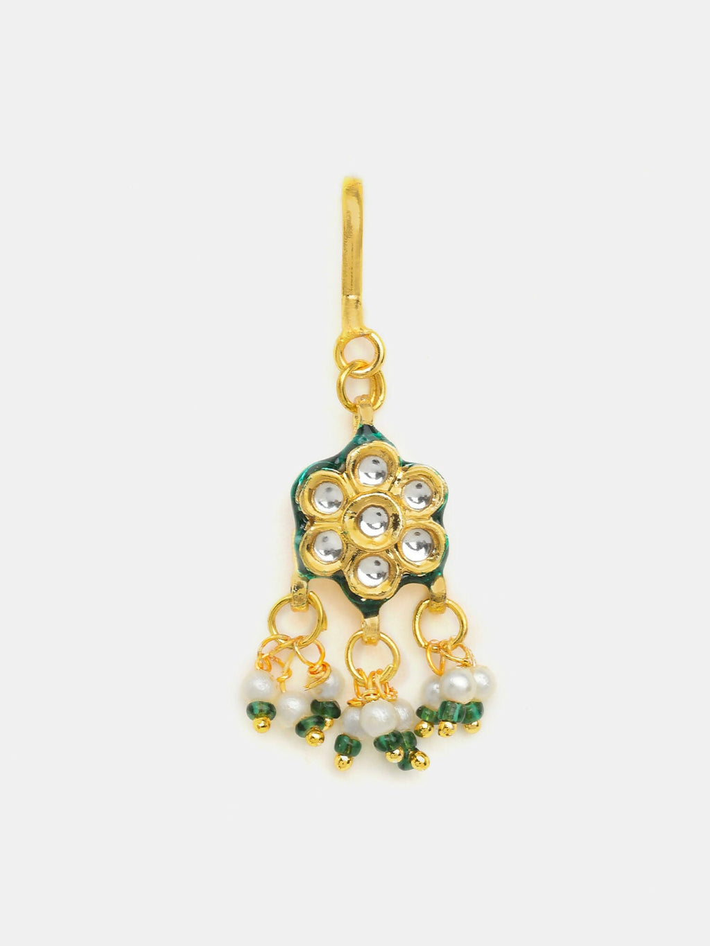 Ruby Raang Hair Brooch With Flower Kundan Pearl