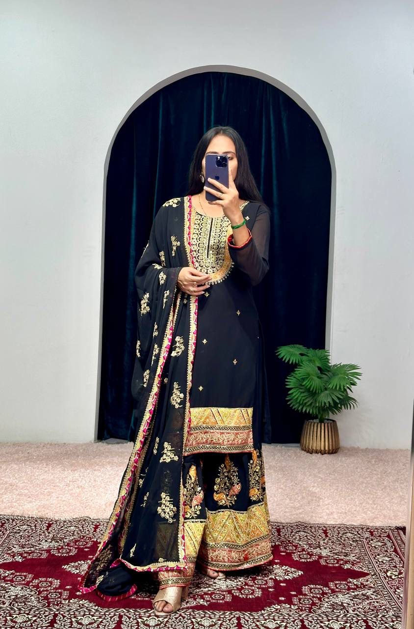Lehenga Mart Designer Embroidered and Mirror Work Suit - Distacart