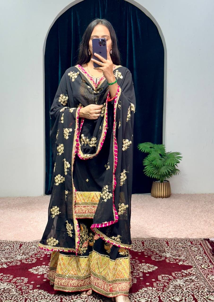 Lehenga Mart Designer Embroidered and Mirror Work Suit - Distacart