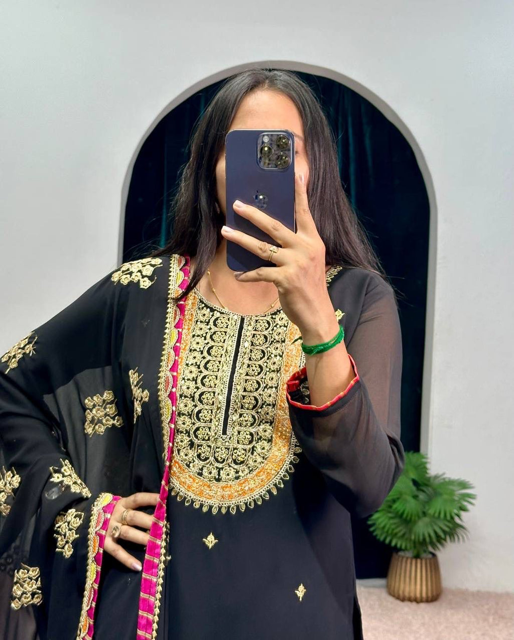 Lehenga Mart Designer Embroidered and Mirror Work Suit - Distacart