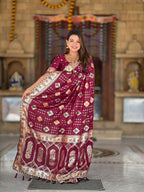 Vedant Vastram Soft Dola Silk Fancy Jacquard Bollywood Saree - Maroon