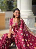 Vedant Vastram Soft Dola Silk Fancy Jacquard Bollywood Saree - Maroon