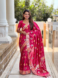 Vedant Vastram Soft Dola Silk Fancy Jacquard Bollywood Saree - Pink