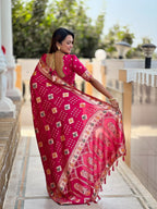 Vedant Vastram Soft Dola Silk Fancy Jacquard Bollywood Saree - Pink