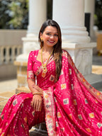 Vedant Vastram Soft Dola Silk Fancy Jacquard Bollywood Saree - Pink