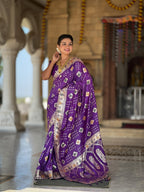 Vedant Vastram Soft Dola Silk Fancy Jacquard Bollywood Saree - Violet