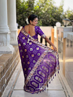 Vedant Vastram Soft Dola Silk Fancy Jacquard Bollywood Saree - Violet
