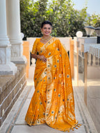 Vedant Vastram Soft Dola Silk Fancy Jacquard Bollywood Saree - Yellow