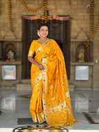 Vedant Vastram Soft Dola Silk Fancy Jacquard Bollywood Saree - Yellow