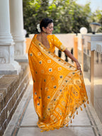 Vedant Vastram Soft Dola Silk Fancy Jacquard Bollywood Saree - Yellow
