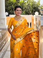 Vedant Vastram Soft Dola Silk Fancy Jacquard Bollywood Saree - Yellow
