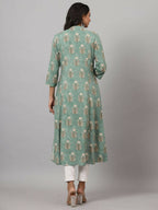 Juniper Women's Green Printed A-Line Kurta - Distacart