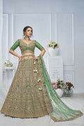 Kesar Fab Green Net Embroidered Lehenga