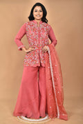Morchari Women And Hand Embroidery Palazzo Set-Rust