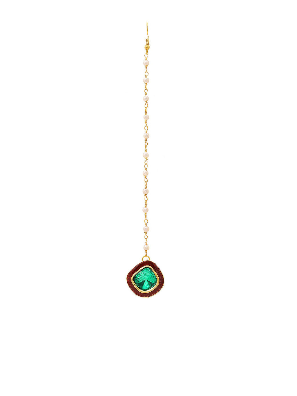 Ruby Raang Green and Red Meenakari Kundan Maang tikka - Distacart