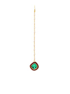 Ruby Raang Green and Red Meenakari Kundan Maang tikka - Distacart