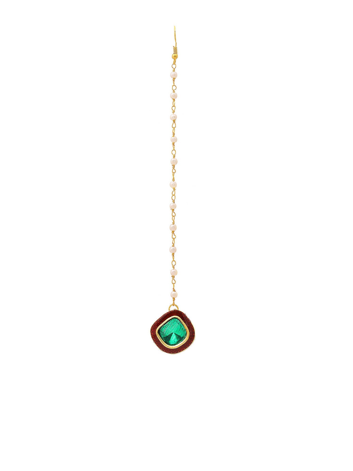 Ruby Raang Green and Red Meenakari Kundan Maang tikka - Distacart