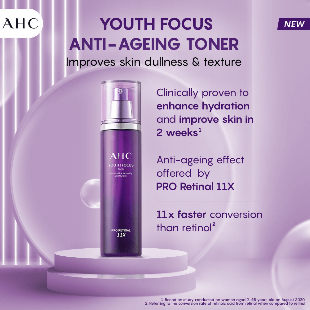 AHC Youth Focus Anti-Ageing Hydrating Face Toner With Pro Retinal 11X - Korean skincare