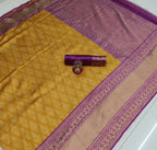 DEIANA'S Beautiful Designer Golden zari Soft Lichi Silk Saree - Yellow