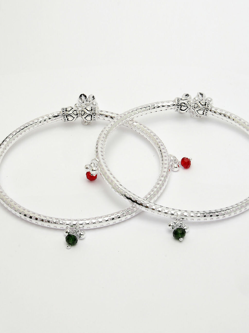 NVR Women's Set of 2 Silver-Plated Kada Anklets - Distacart