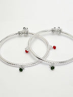NVR Women's Set of 2 Silver-Plated Kada Anklets - Distacart