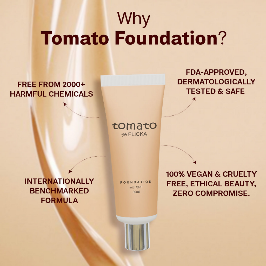 Flicka Cosmetics Tomato Liquid Foundation With Spf Long Lasting Lightweight All Skin Types - Caramel - Distacart