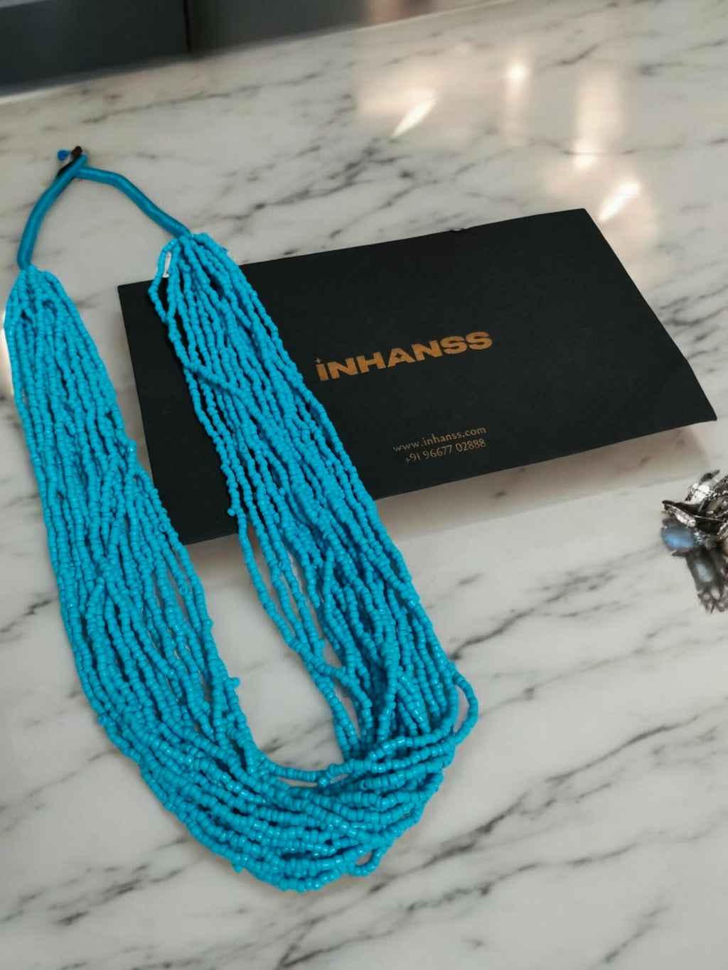 Inhanns Handmade Beaded Multilayer Necklace, 20 Layers - Skay Blue