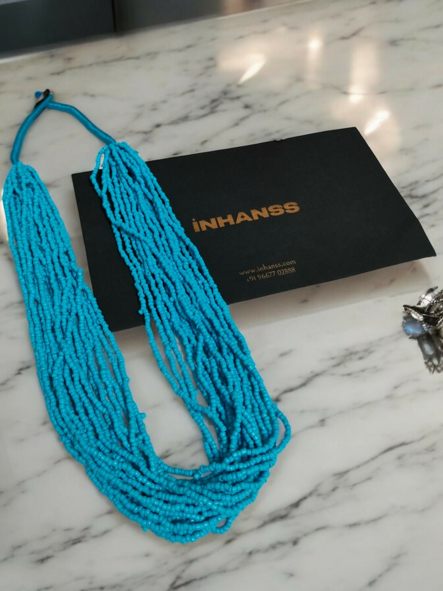Inhanns Handmade Beaded Multilayer Necklace, 20 Layers - Skay Blue