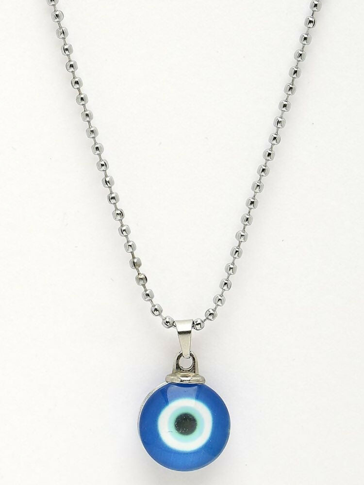 NVR Unisex Silver Plated Evil Eye Pendant with Chain - Distacart