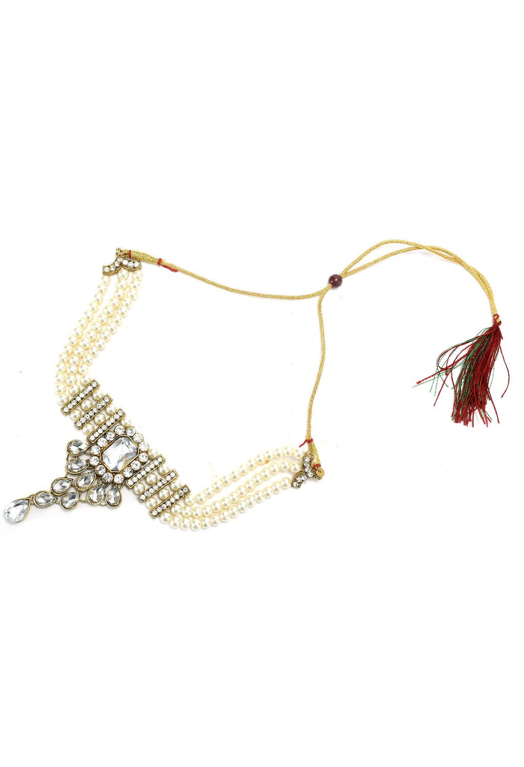 Mominos Fashion Johar Kamal Gold-Plated Brass Finish Kundan/Stone Choker For Women (White) - Distacart