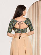 Joban Fashion Navy Blue Viscose Rayon Padded Blouse With Sweetheart Neck Elbow Sleeves - Distacart