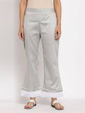 Myshka Beautiful Women's Grey Cotton Solid Casual Trouser