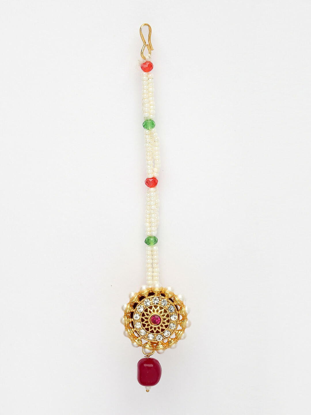 NVR Women's Gold-Polished CZ Stone-Studded Borla Maang Tikka - Distacart