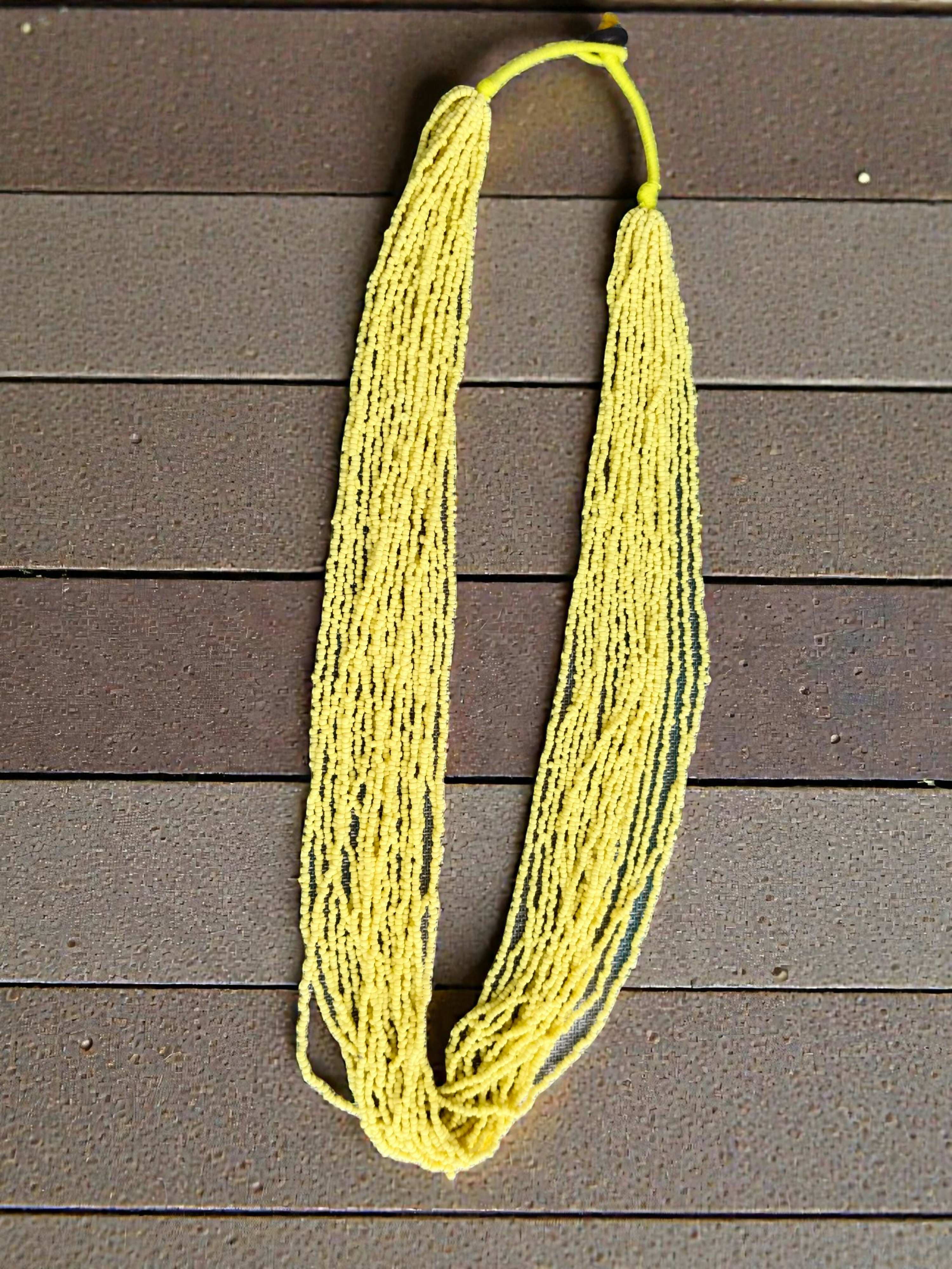 Inhanns Rangsaaz 20-Layer Luxe Long Beaded Only Necklace - Lemon Yellow Only Necklace