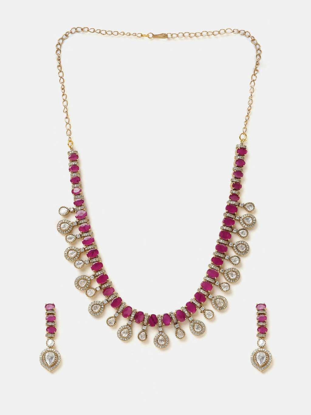 Ruby Raang Pink Kundan Necklace Set
