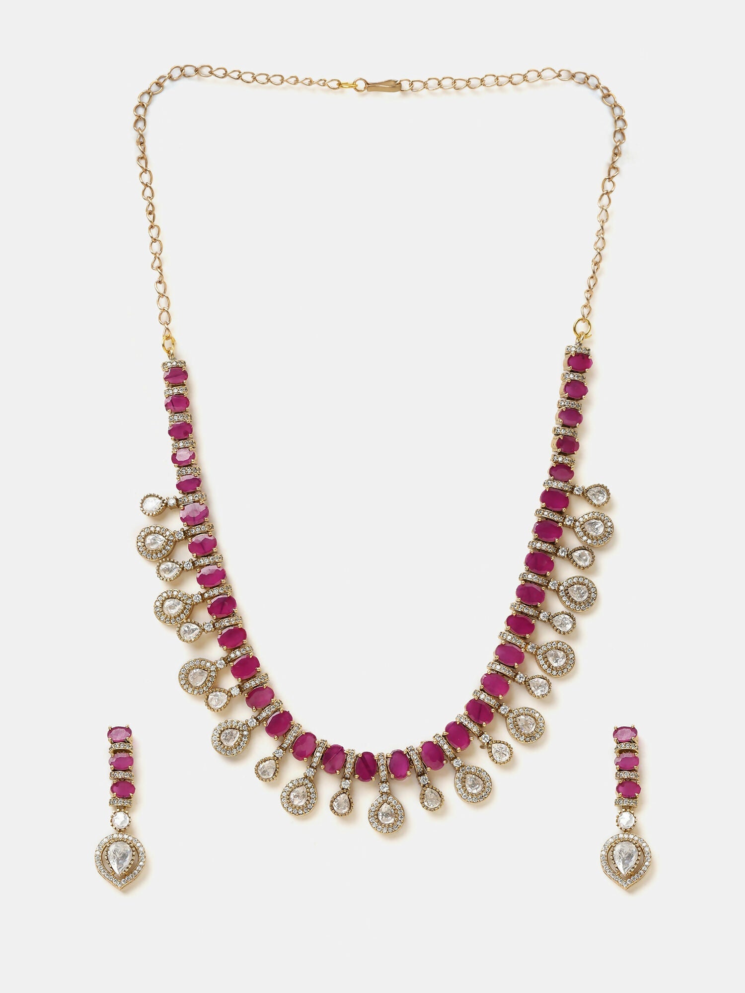 Ruby Raang Pink Kundan Necklace Set