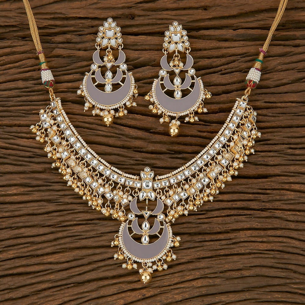 Joban Fashion Women Golden White Grey Necklace Set