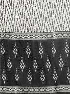 Yufta Women Black Ikat Printed Pure Cotton Kurta with Palazzo and Dupatta