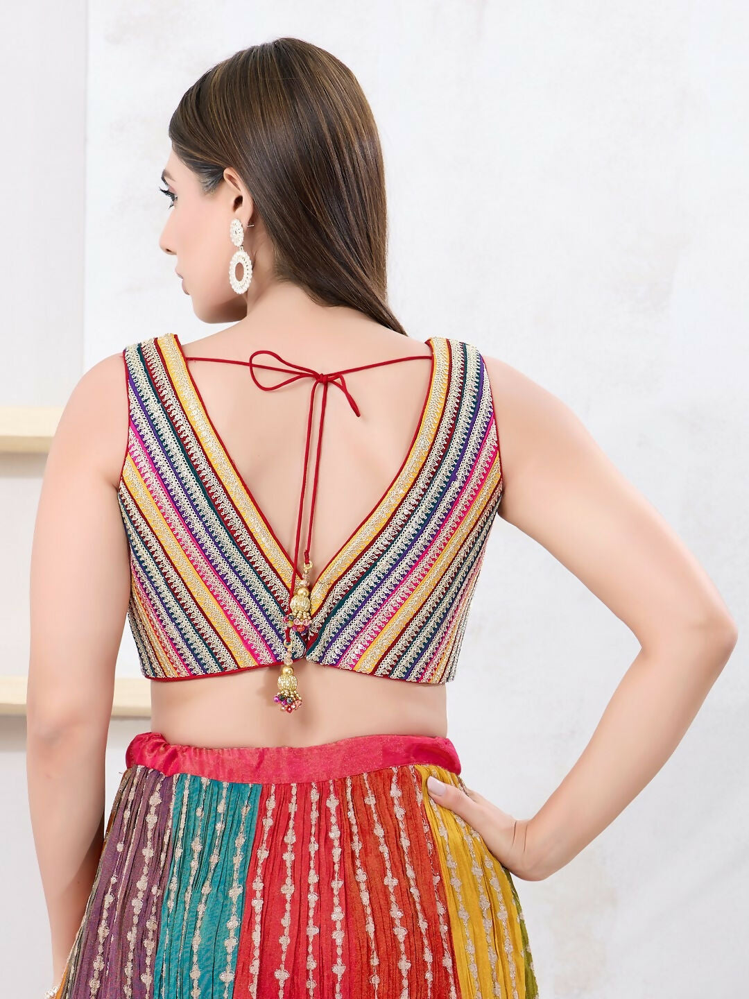 Joban Fashion Multi Mulberry Silk Sleeveless Back Open Blouse