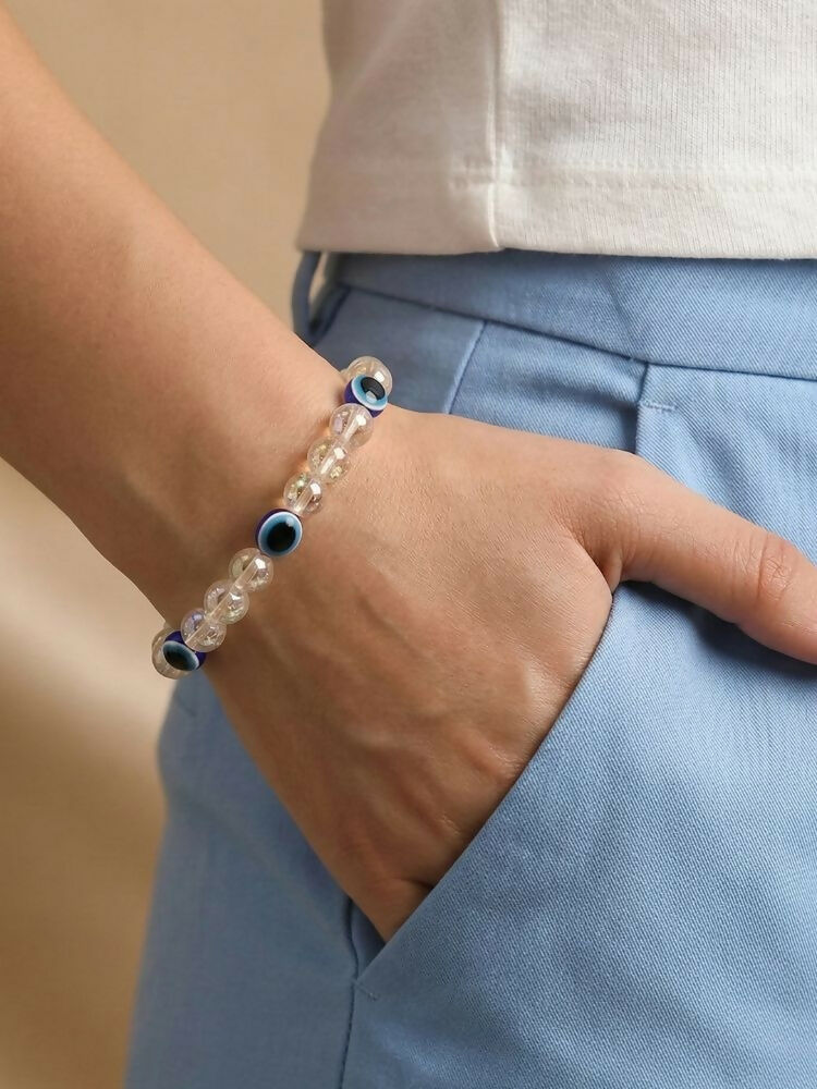 NVR White Crystal Evil Eye Bracelet for Men & Women - Distacart