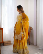 The52 Women's Beautiful Chinon silk Fabric Embroidery Work Straight Kurta Palazzo and Dupatta Set - Distacart